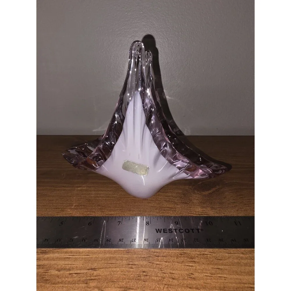 VAN Handblown Cased Art Glass Lilac Lavendar Napkin Holder Basket Italy